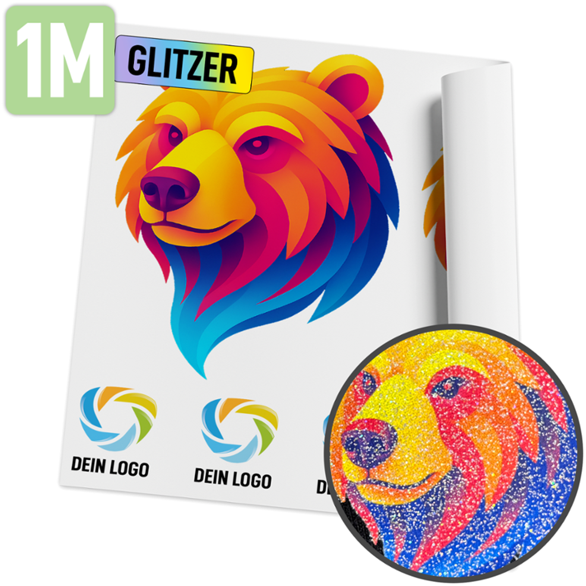 DTF Transfer bunt glitzernd - Meterware 100 x 30 cm