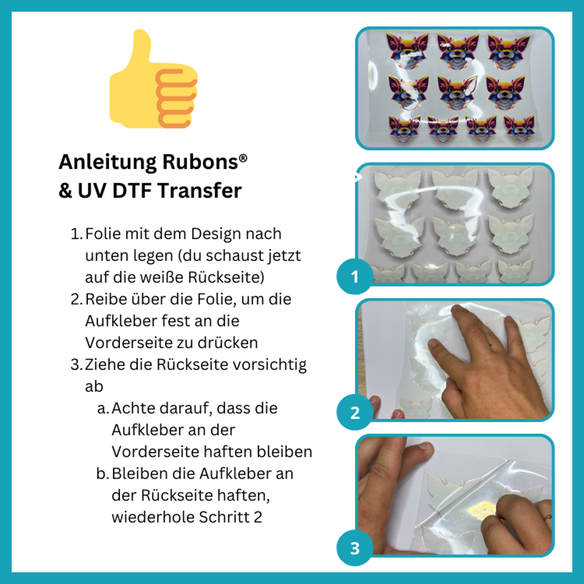 Rubons UV-DTF gold DIN A4, randlose Aufkleber zum Aufreiben