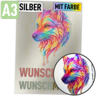 Rubons UV-DTF silber mit Farbe DIN A3, randlose Aufkleber zum Aufreiben