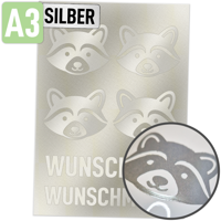 Rubons UV-DTF silber DIN A3, randlose Aufkleber zum Aufreiben