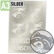 Rubons UV-DTF silber DIN A3, randlose Aufkleber zum Aufreiben