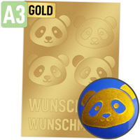 Rubons UV-DTF gold DIN A3, randlose Aufkleber zum Aufreiben