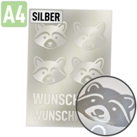 Rubons UV-DTF silber DIN A4, randlose Aufkleber zum Aufreiben
