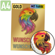 Rubon UV-DTF Aufklebergold mit Farbe DIN A4